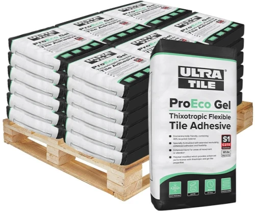 Ultra-Tile ProEco Gel Standard Setting Thixotropic S1 Flexible White Tile Adhesive - 54 Bags